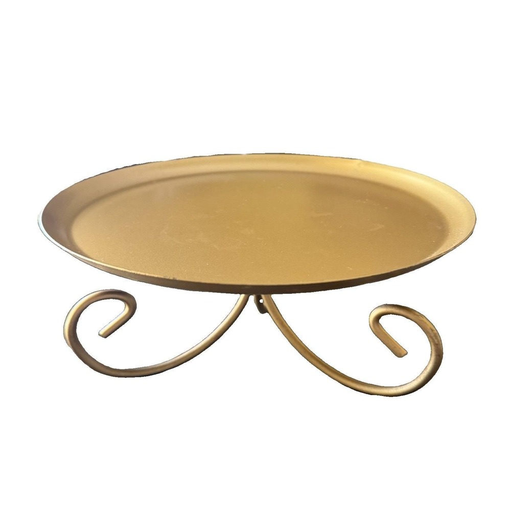 Gold Metal Cake Stand Pedestal Display Tray Dessert Cupcake Wedding 9.5" Round